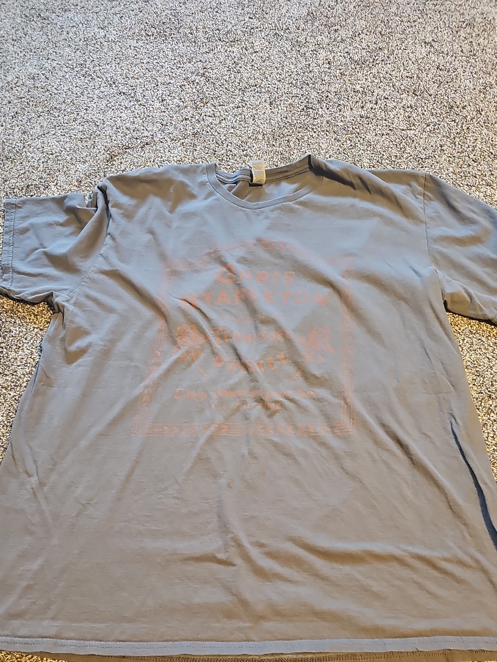 Gildan Gray Short-Sleeve Chris Stapelton Graphic Tee with Faded Orange Print